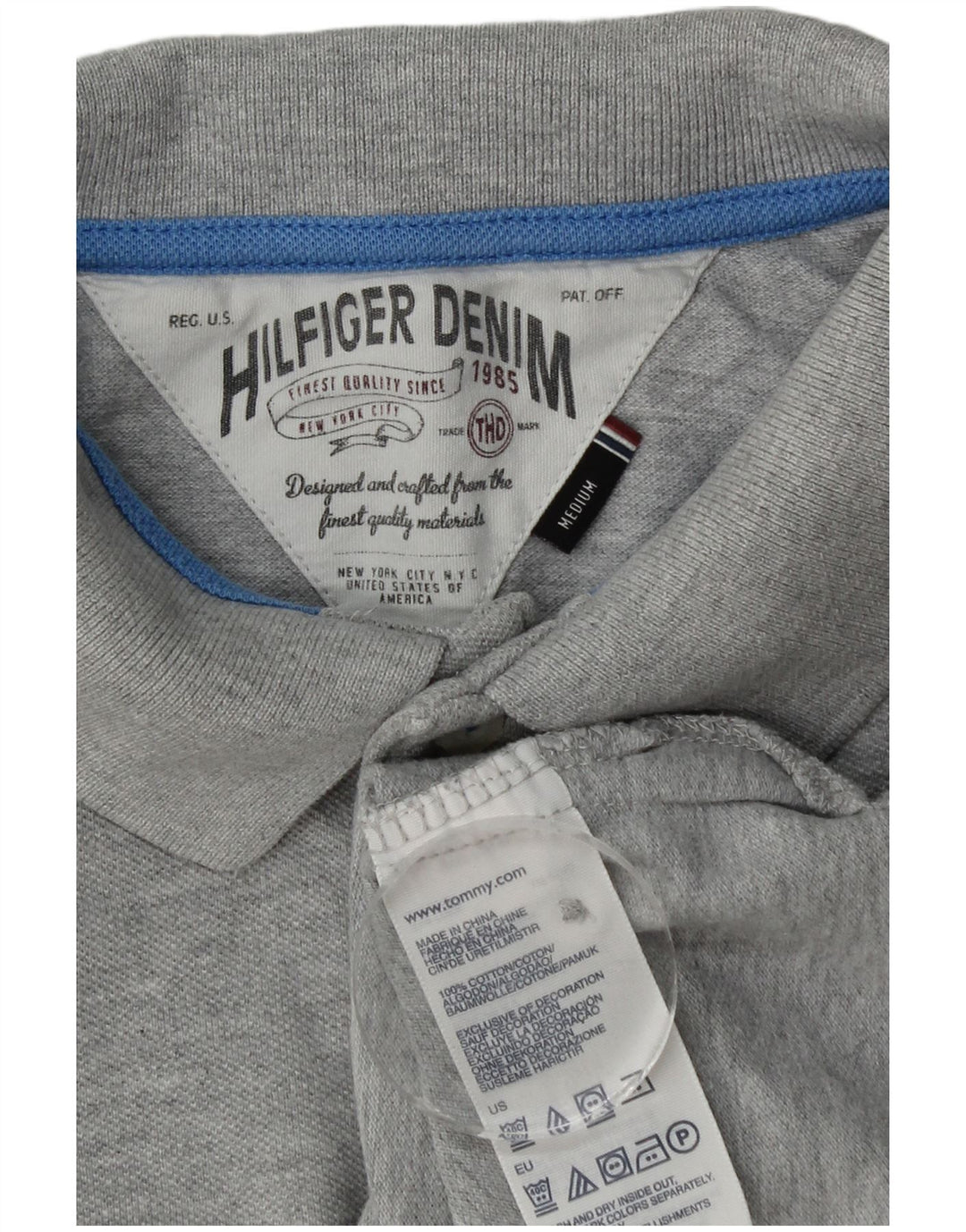 Tommy Hilfiger Herren-Poloshirt mit Grafik, mittelgrau gefleckte Baumwolle