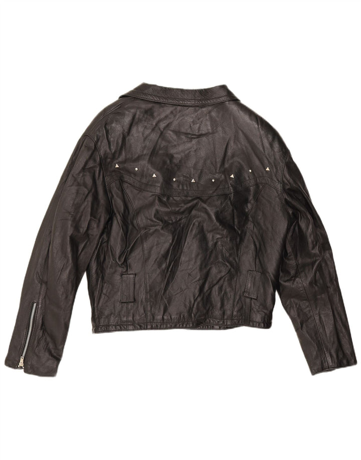 Boxer Damen Leder Bikerjacke UK 14 Mittelschwarzes Leder