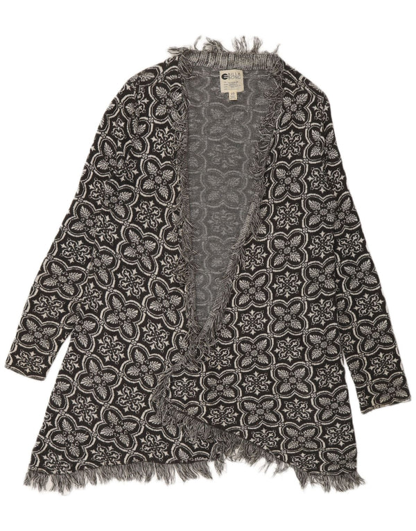 Billabong Womens Open Cardigan Sweater UK 10 Kleines schwarzes Blumenacryl