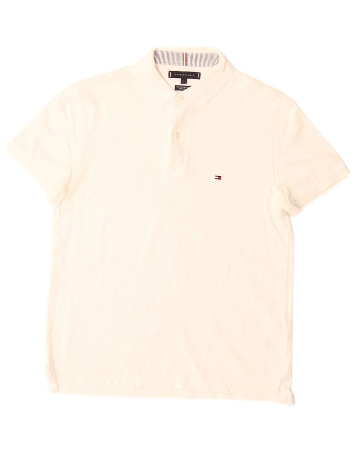 Tommy Hilfiger Herren-Poloshirt mit normaler Passform, kleine Größe, weiße Baumwolle