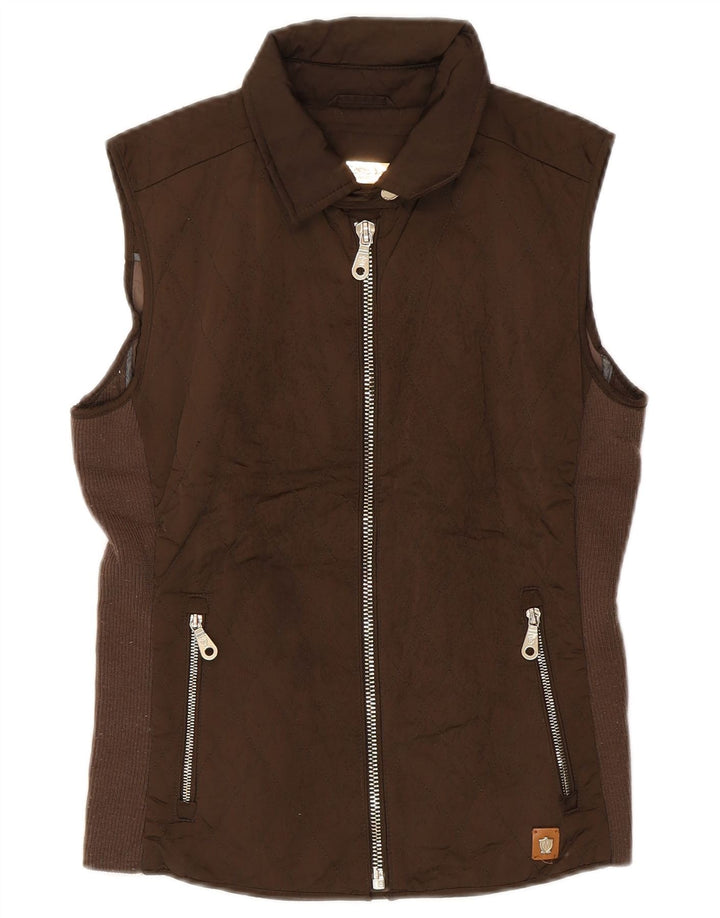 Massimo Dutti Damen Steppweste UK 12 Mittelbraunes Polyester