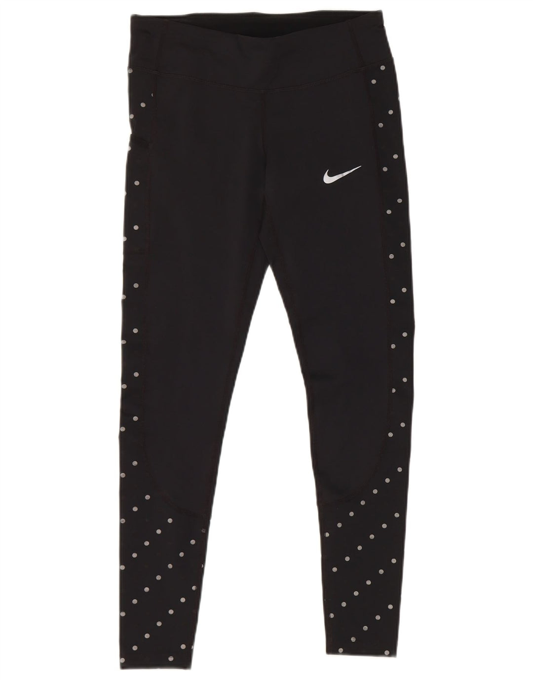 Nike Womens Dri Fit Leggings UK 10 Small Black Polka Dot Polyester