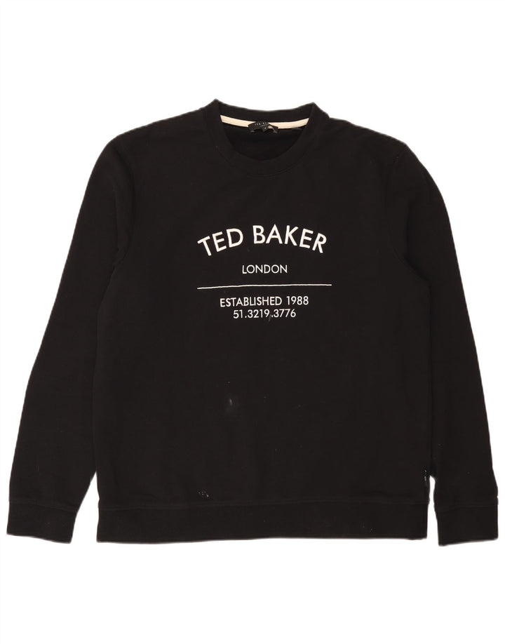 Ted Baker Herren-Sweatshirt mit Grafik, Größe 4, Größe L, schwarze Baumwolle