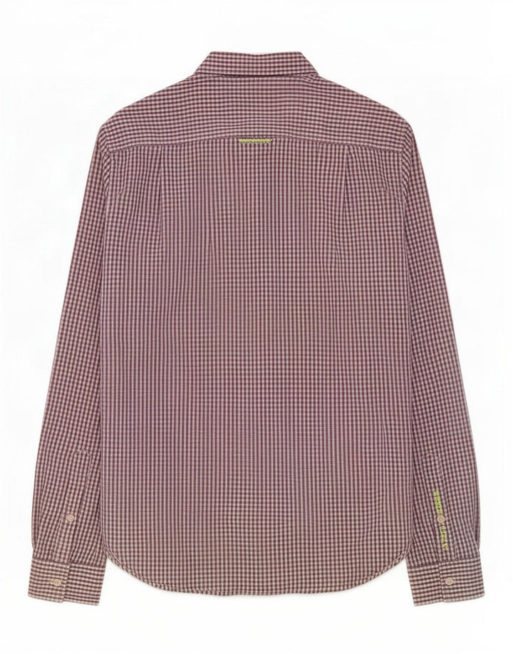 Superdry Herren-Hemd, klein, lila Gingham-Baumwolle