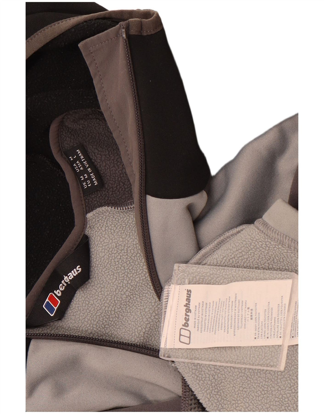 Berghaus Herren-Kapuzenpullover mit Reißverschluss, mittelgrau, Farbblock-Polyester