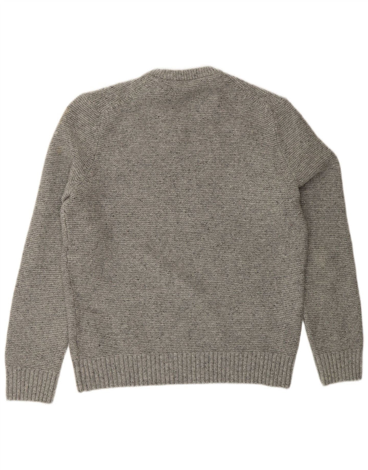 Gap Damen-Pullover mit Rundhalsausschnitt, Gr. 40, Größe L, grau gefleckte Lammwolle