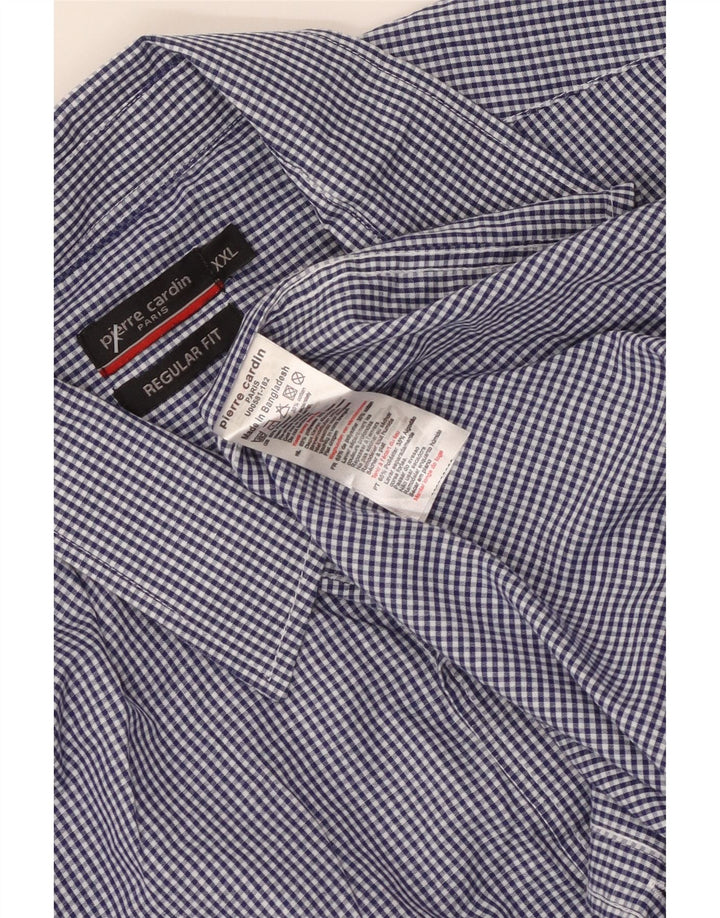 PIERRE CARDIN Herren-Hemd mit normaler Passform, 2XL, blaues Gingham-Polyester