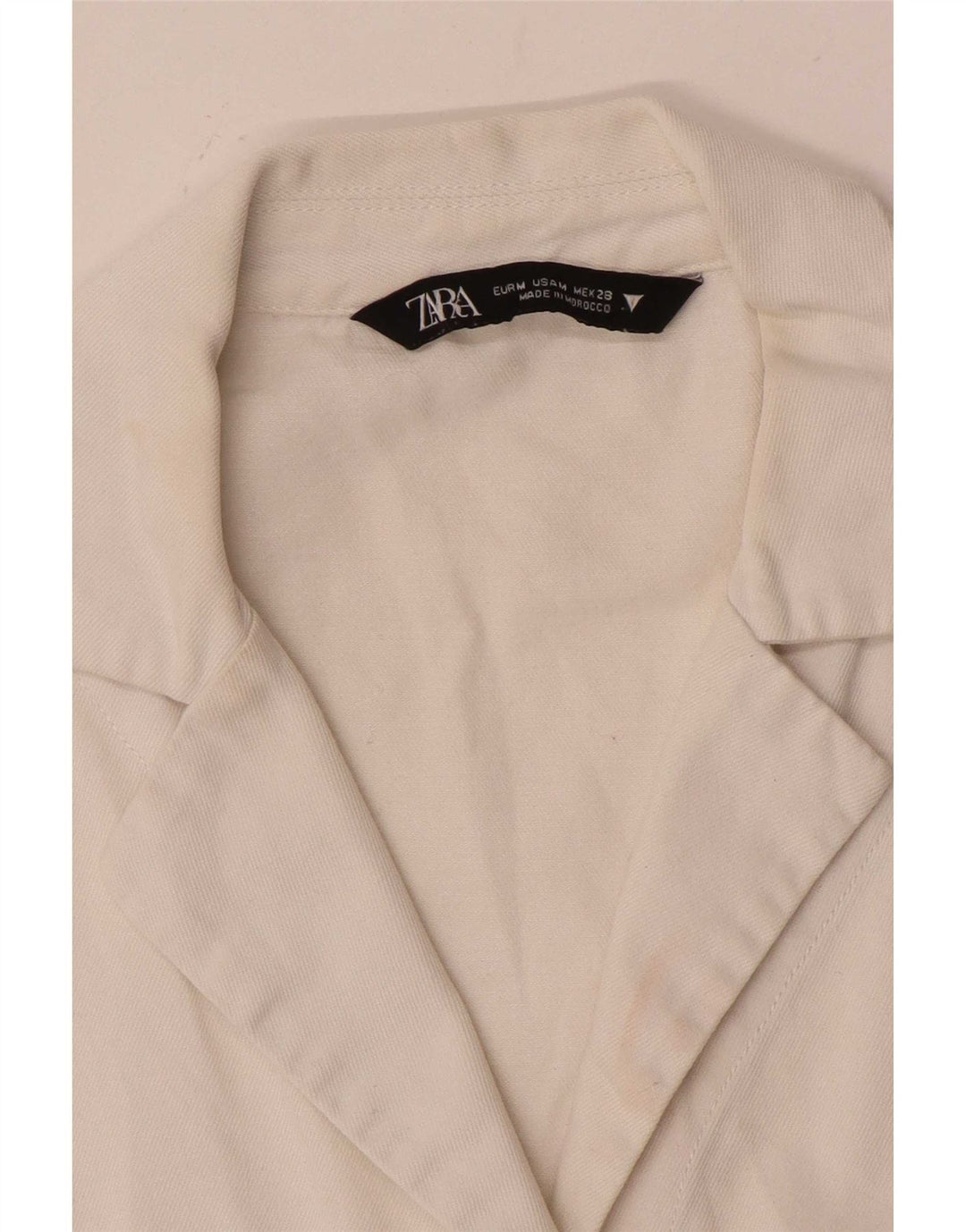 Zara Damen Übergroße Crop Kurzarm-Hemdbluse UK 14 Mittelweiß