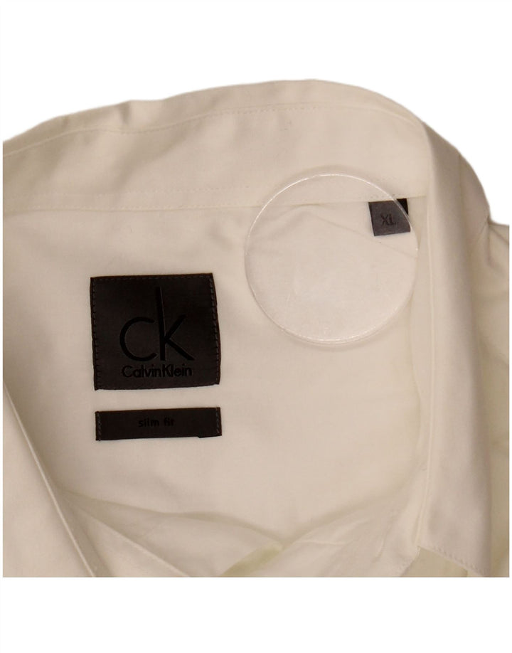CALVIN KLEIN Herren Slim Fit Hemd XL Weiß