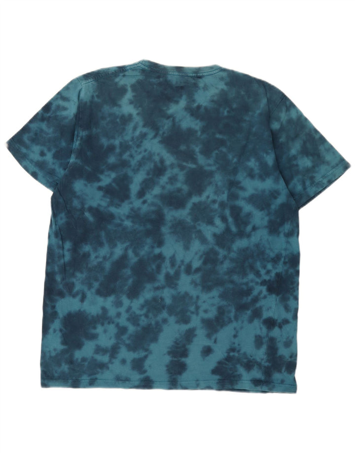 Saltrock Herren-T-Shirt mit Grafik, mittelblaue Batik-Baumwolle