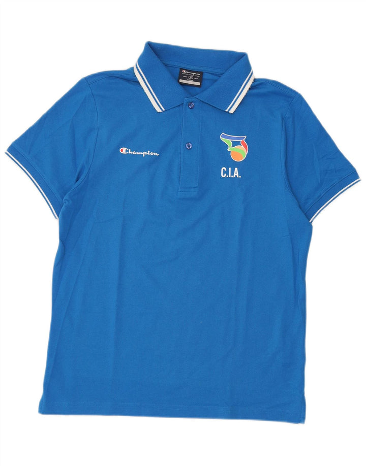 Champion Herren-Poloshirt mit Grafik, klein, blau gestreift, Baumwolle
