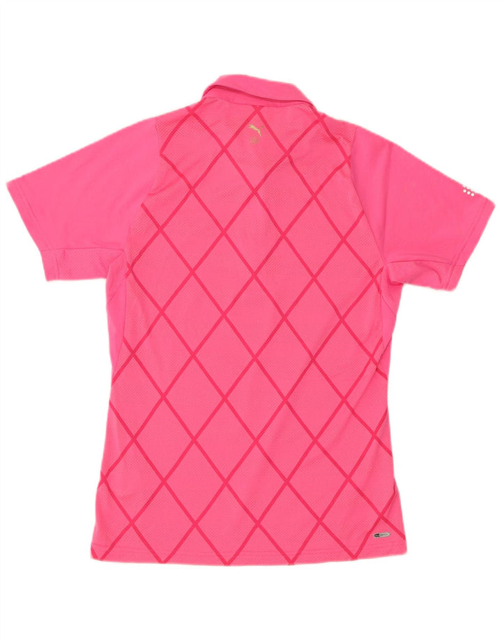 PUMA Damen Poloshirt UK 12 Mittelrosa geometrisches Polyester