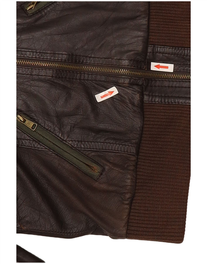Bershka Damen Lederjacke UK 12 Mittelbraun