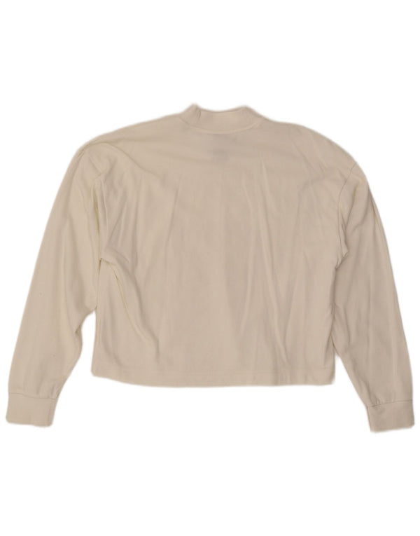 Adidas Damen Crop Oversized Graphic Top Langarm UK 4/6 XS Weiß