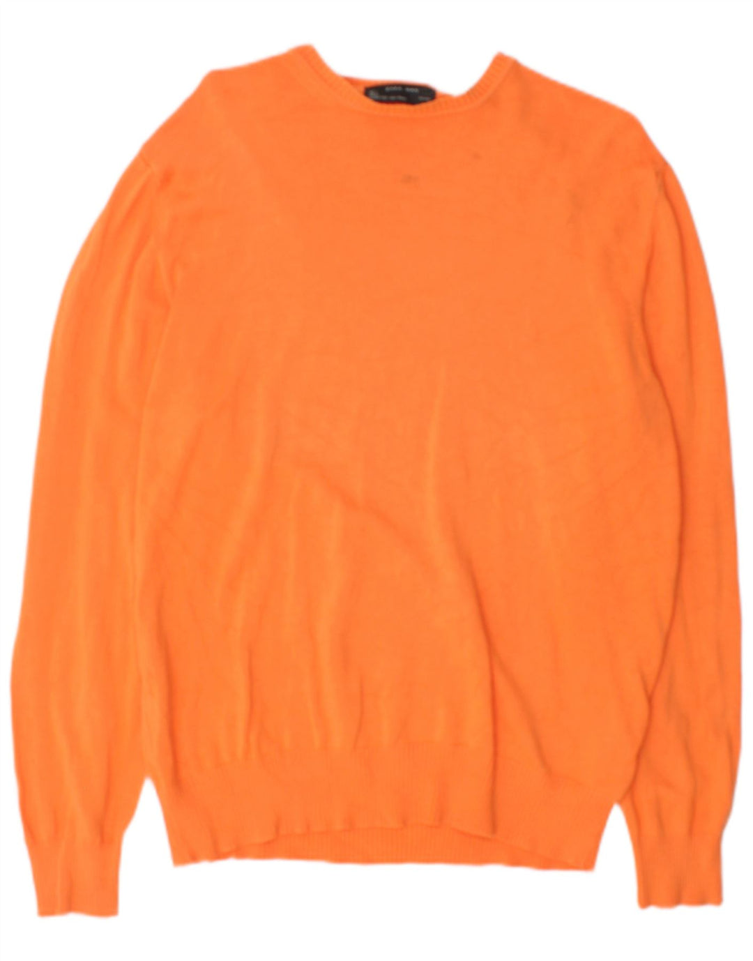 Zara Herren-Pullover mit U-Boot-Ausschnitt, groß, orange Baumwolle