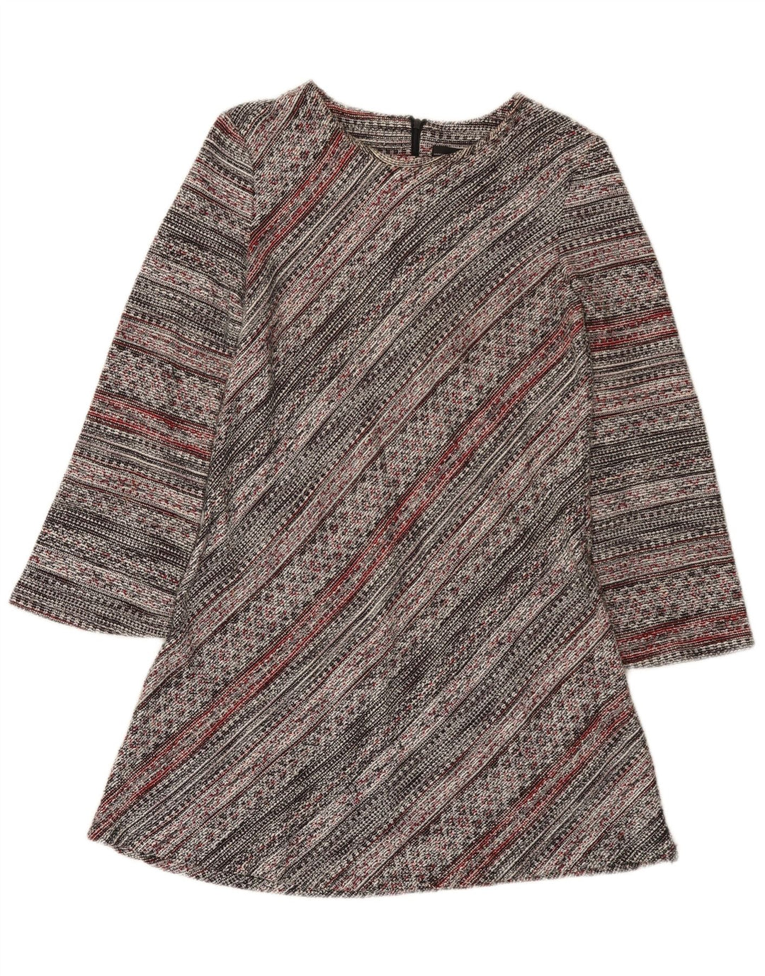 Langärmliges A-Linien-Kleid von Zara, Größe M, mehrfarbig, gestreift