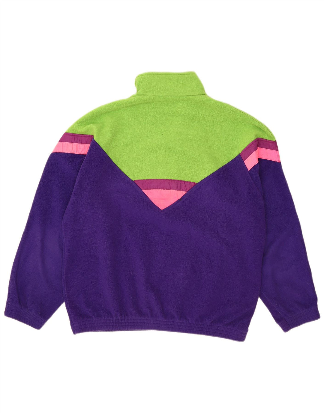 Brugi Herren-Fleecepullover mit Reißverschluss am Hals, mittelviolettes Farbblock-Polyester
