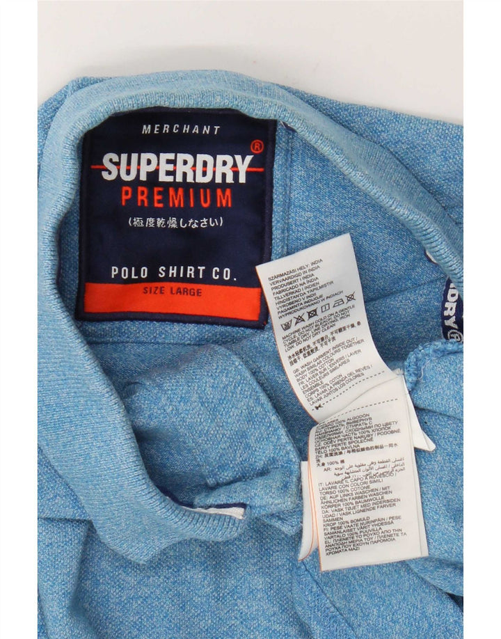 Superdry Herren-Poloshirt mit Grafik, groß, blau gefleckte Baumwolle