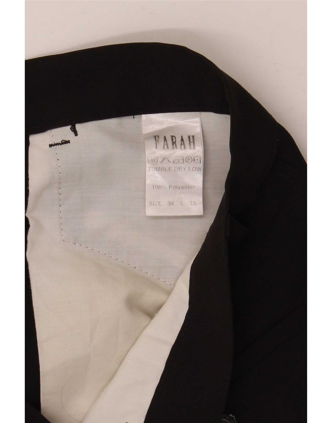 Farah Herren-Freizeithose, gerade, W34, L33, Schwarz, Polyester
