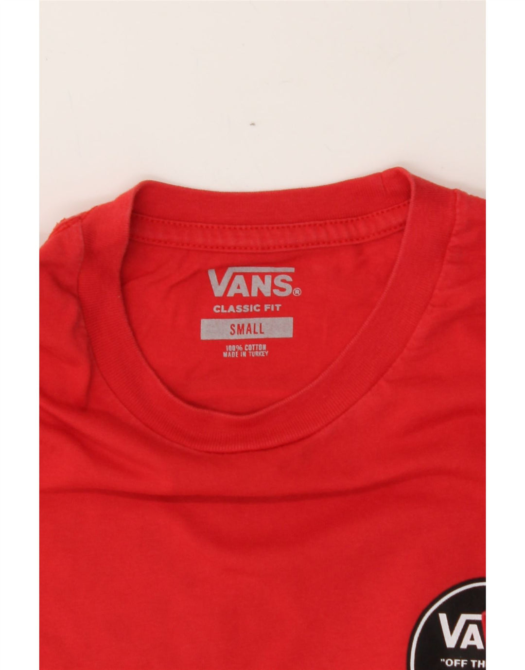 VANS Mens Classic Fit Graphic T-Shirt Top Small Red Cotton Vintage Vans and Second-Hand Vans from Messina Hembry 