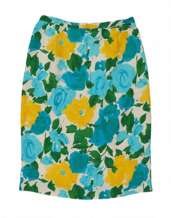 Pierre Cardin Damen Bleistiftrock EU 40 Medium W28 Blau geblümt