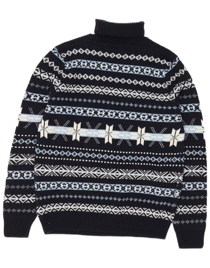 GUTTERIDGE Rollkragenpullover für Herren, XL, Marineblau, Fair-Isle-Wolle