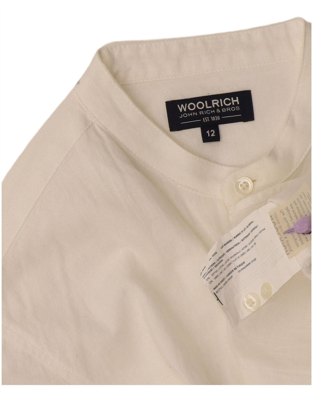 Woolrich Damenhemd UK 12 Mittelweiße Baumwolle