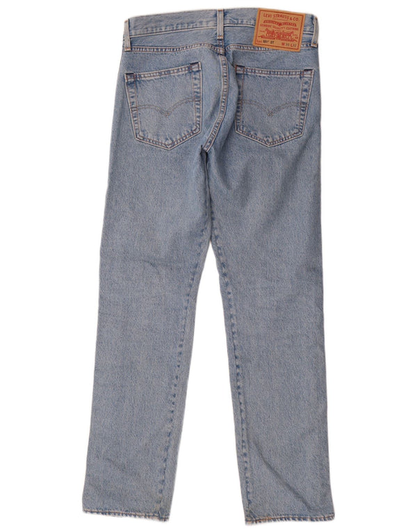 Levi's Damen 501 Graphic Straight Jeans W30 L32 Blaue Colourblock-Baumwolle