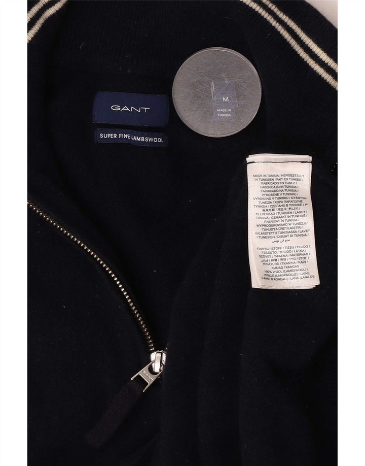 Gant Herren-Pullover mit Reißverschluss am Hals, mittlere marineblaue Wolle