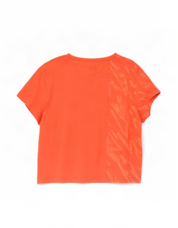 Adidas Damen Cross Fit Crop Graphic T-Shirt Top UK 8/10 Small Orange