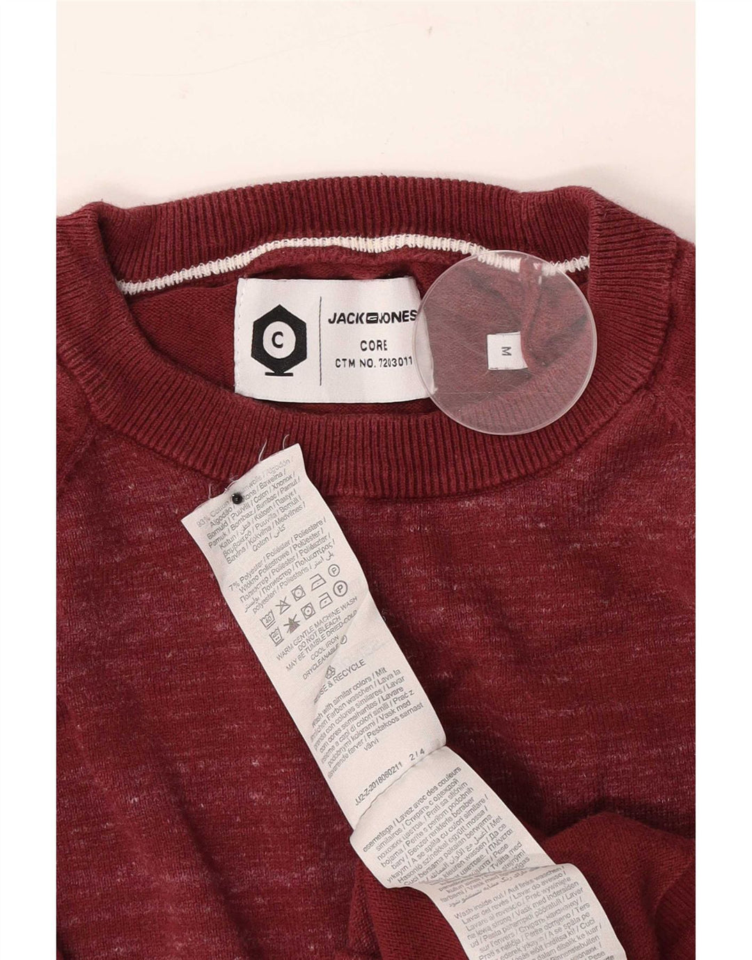 Jack & Jones Herren-Pullover mit Rundhalsausschnitt, mittelrot gefleckte Baumwolle