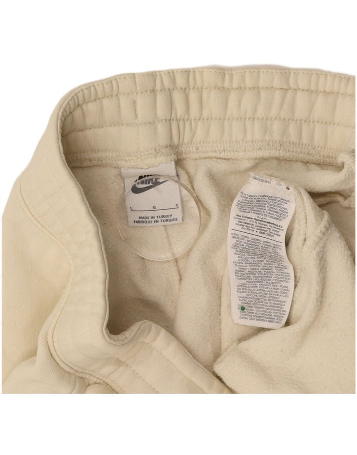 NIKE Womens Tracksuit Trousers UK 14 Large  Off White Cotton