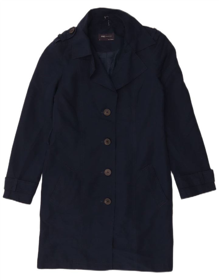 Marks & Spencer Damen Trenchcoat UK 8 Small Marineblau Polyester