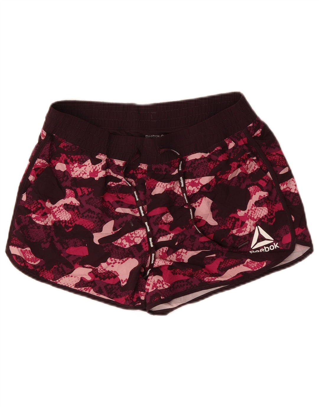 REEBOK Damen Sportshorts UK 10 Small Burgundy Camouflage Polyester