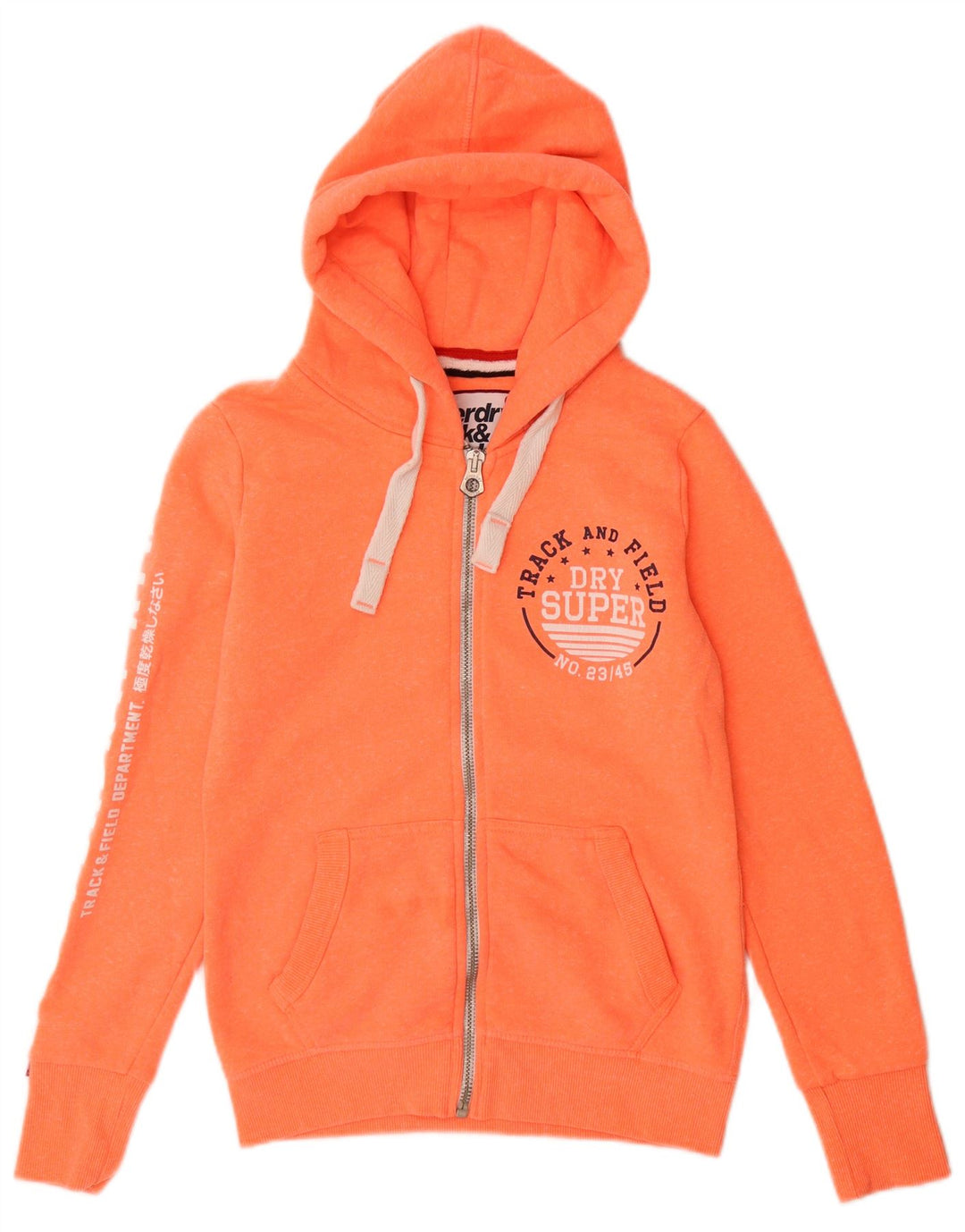 SUPERDRY Damen-Kapuzenpullover mit grafischem Reißverschluss, Gr. 10, Größe S, Orange, Baumwolle
