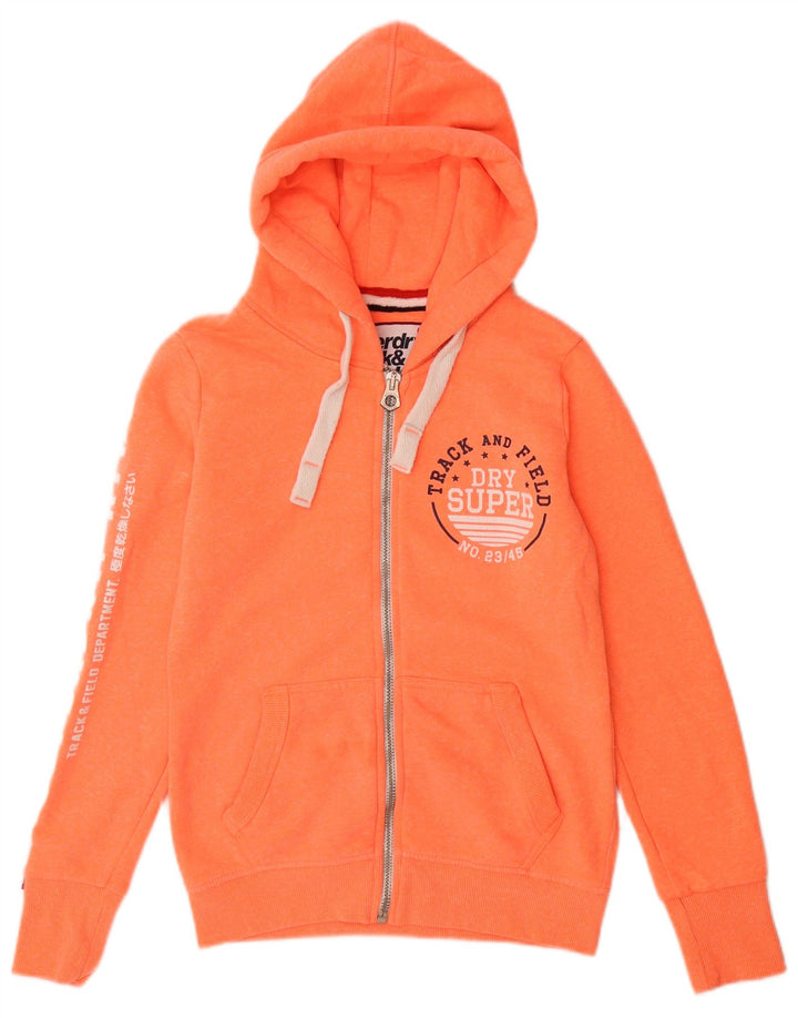 SUPERDRY Damen-Kapuzenpullover mit grafischem Reißverschluss, Gr. 10, Größe S, Orange, Baumwolle