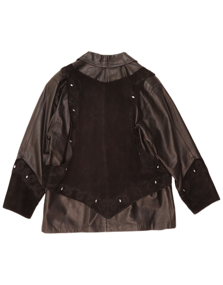 Lavorazione Artigiana Damen Lederjacke IT 42 Mittelschwarzes Leder