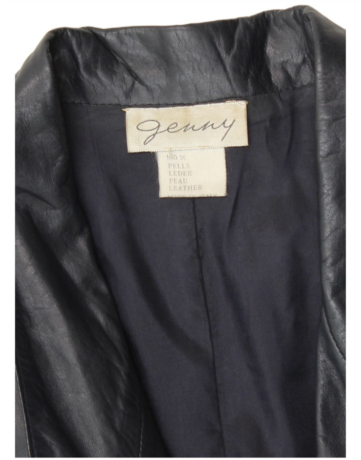 Genny Damen Lederjacke UK 16 Großes marineblaues Leder