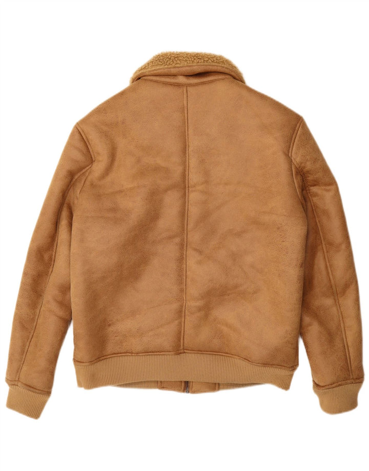 Piombo Herren Kunstpelz-Sherpa-Jacke UK 38 Mittelbeige Polyester