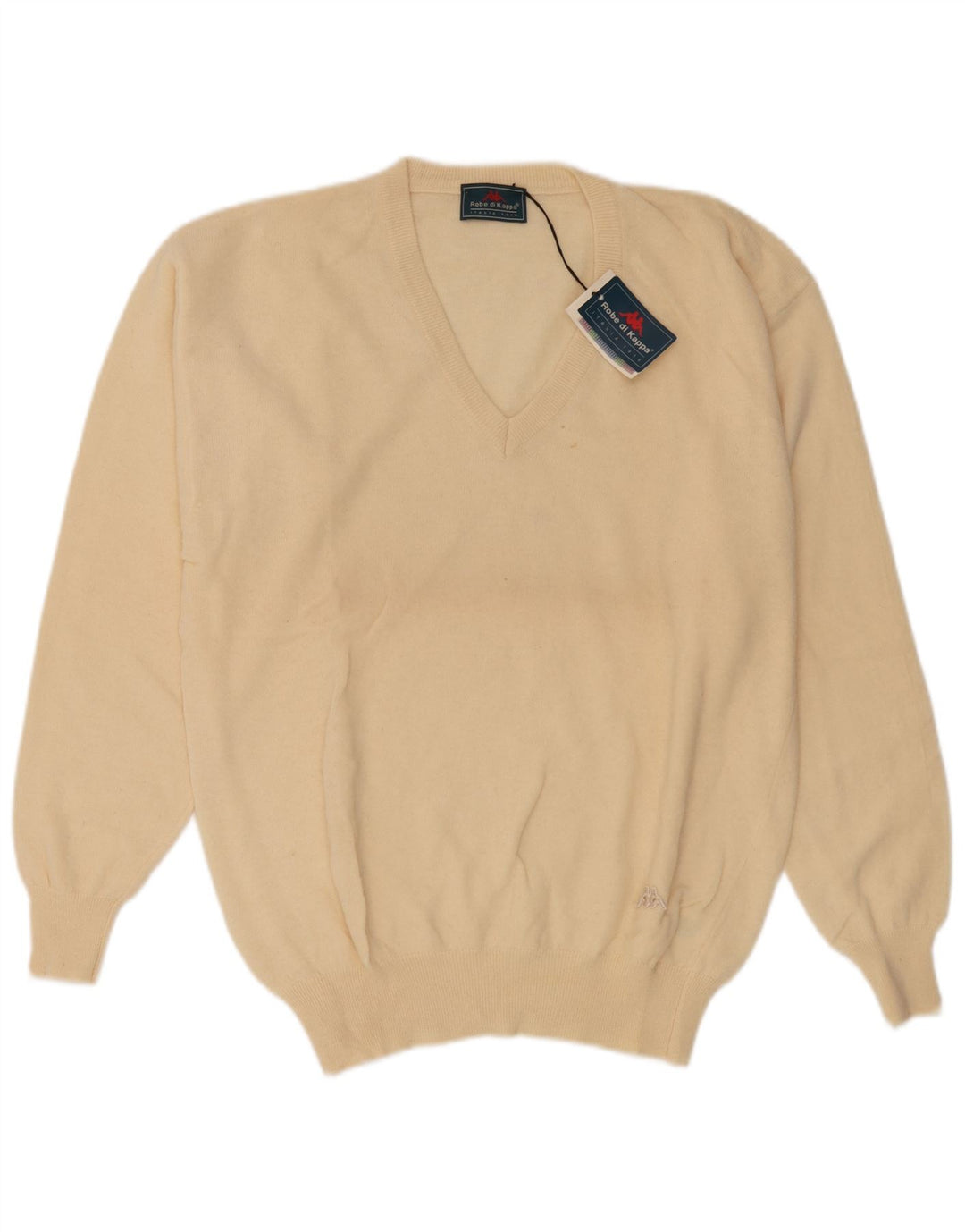 Kappa Herren-Pullover mit V-Ausschnitt, große beige Wolle