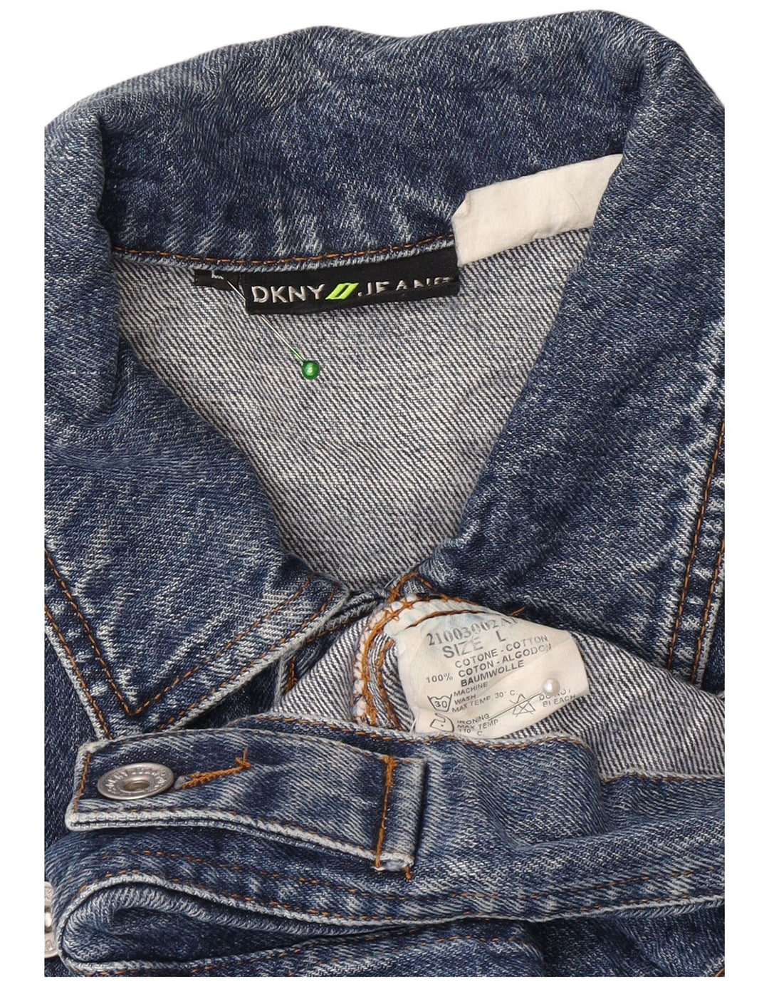 Dkny Womens Crop Denim Jacke UK 14 Große blaue Baumwolle