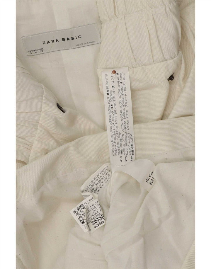 Zara Damen Utility-Jacke UK 16 Large Weiße Baumwolle