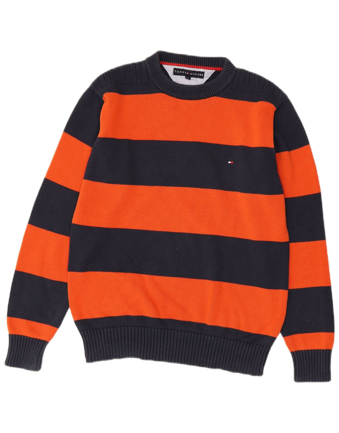 Tommy Hilfiger Herren-Pullover mit Rundhalsausschnitt, mittlerer Marineblau-Farbblock
