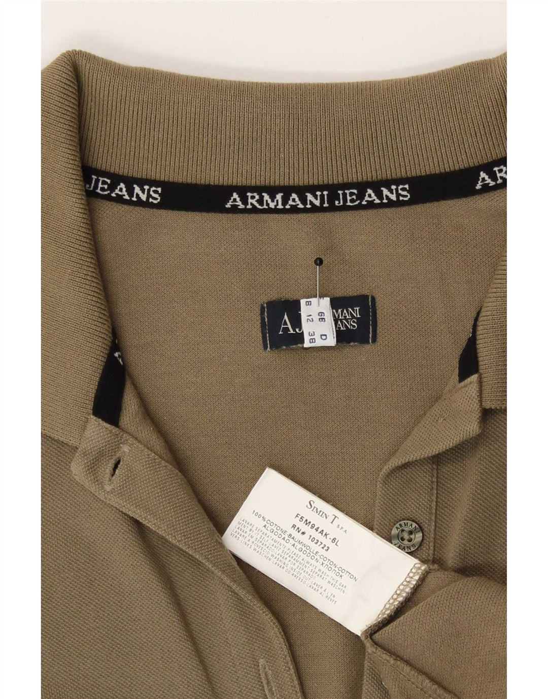 Armani Damen Poloshirt UK 12 Medium Khaki Baumwolle