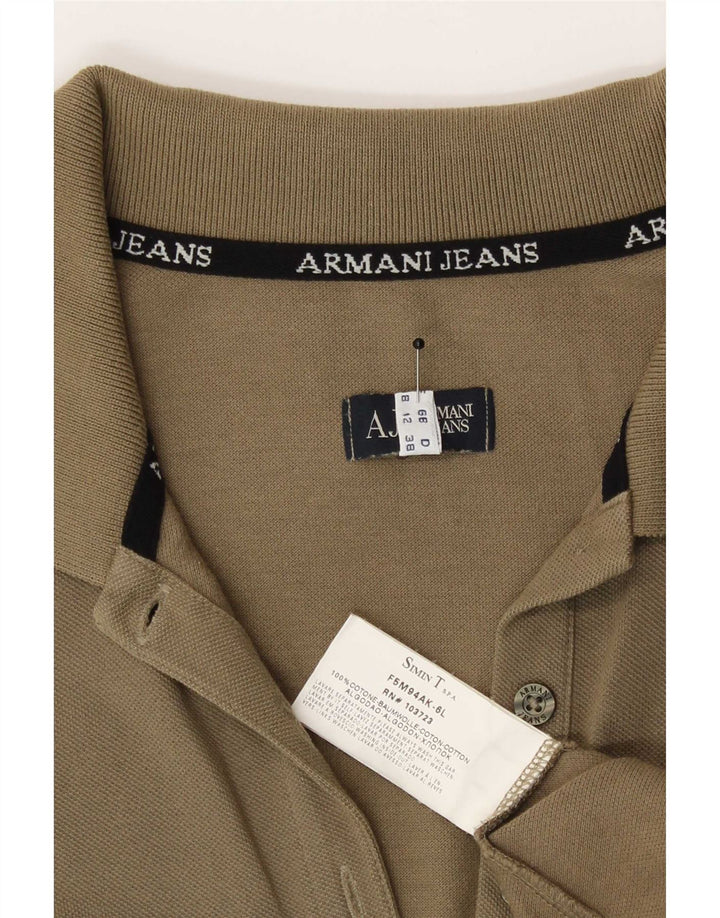 Armani Damen Poloshirt UK 12 Medium Khaki Baumwolle