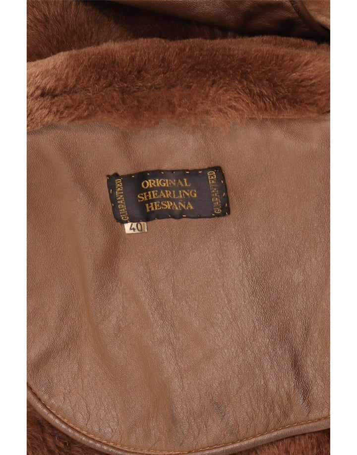 Vintage Damen Übergroße Lammfelljacke EU 40 Mittelbraunes Lammfell