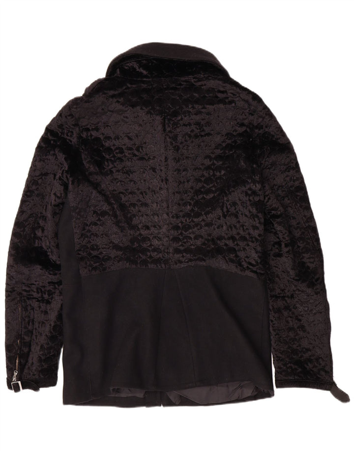 FERRE Damen-Samtjacke UK 14 Large Black Wool Classic