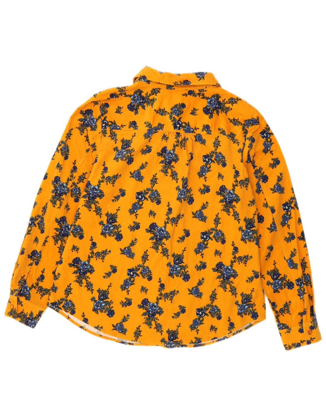 Denim & Co Damen Cordhemd UK 16 Große gelbe Blumenbaumwolle