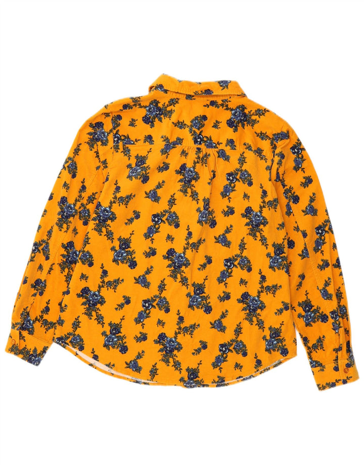 Denim & Co Damen Cordhemd UK 16 Große gelbe Blumenbaumwolle