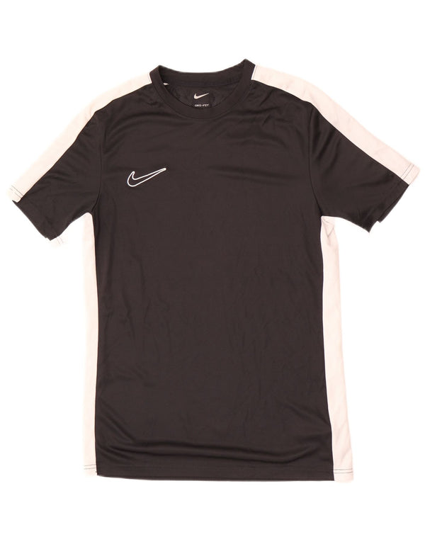 Nike Damen Dri Fit Slim T-Shirt Top UK 12 Mittelschwarz Farbblock